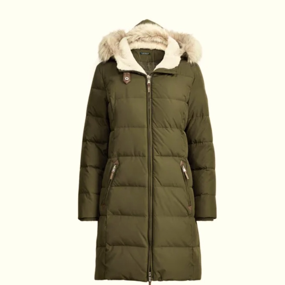 LAUREN RALPH LAUREN FAUX-FUR TRIM WOMEN'S DOWN JACKET